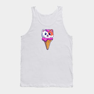 Cute Cat Ice Cream Cartoon Tank Top